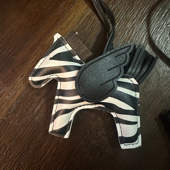 Zebra Print Pegasus Bag Charm - Picture 1 of 5